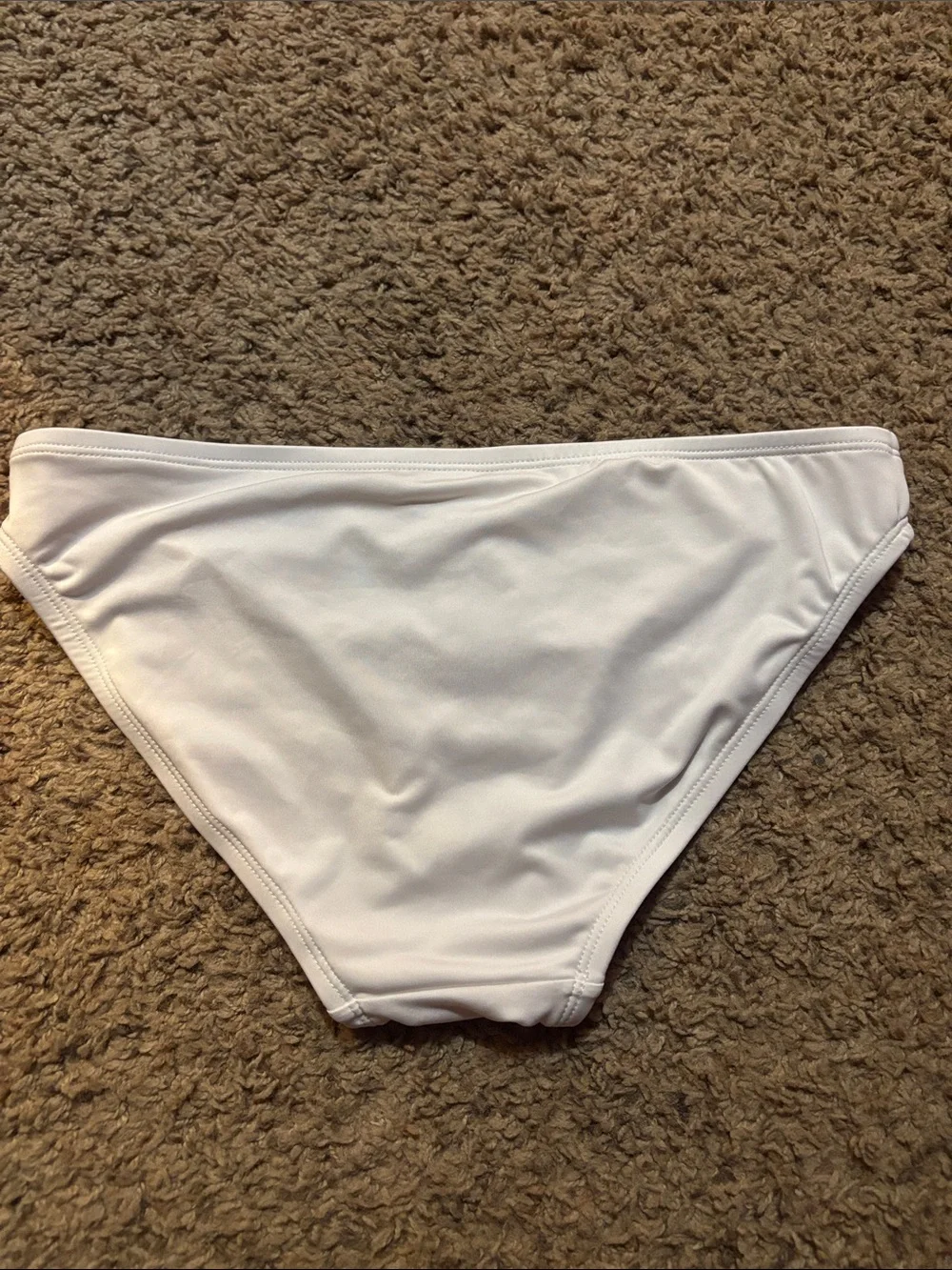 Michael Kors White Bikini Brief with Gold Logo Plaque